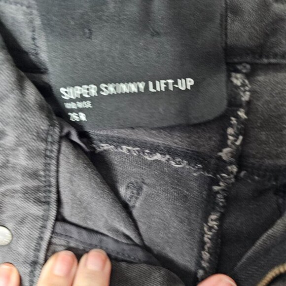 NWOT Armani Exchange J69 Super Skinny Lift Up Dark Gray Beaded Fringe Jeans 26 - Picture 6 of 12